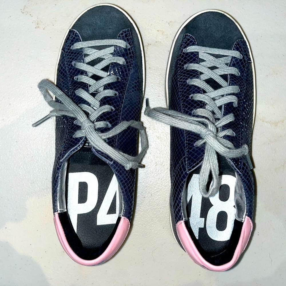 Barely worn blue “snakeskin” P448 sneakers.